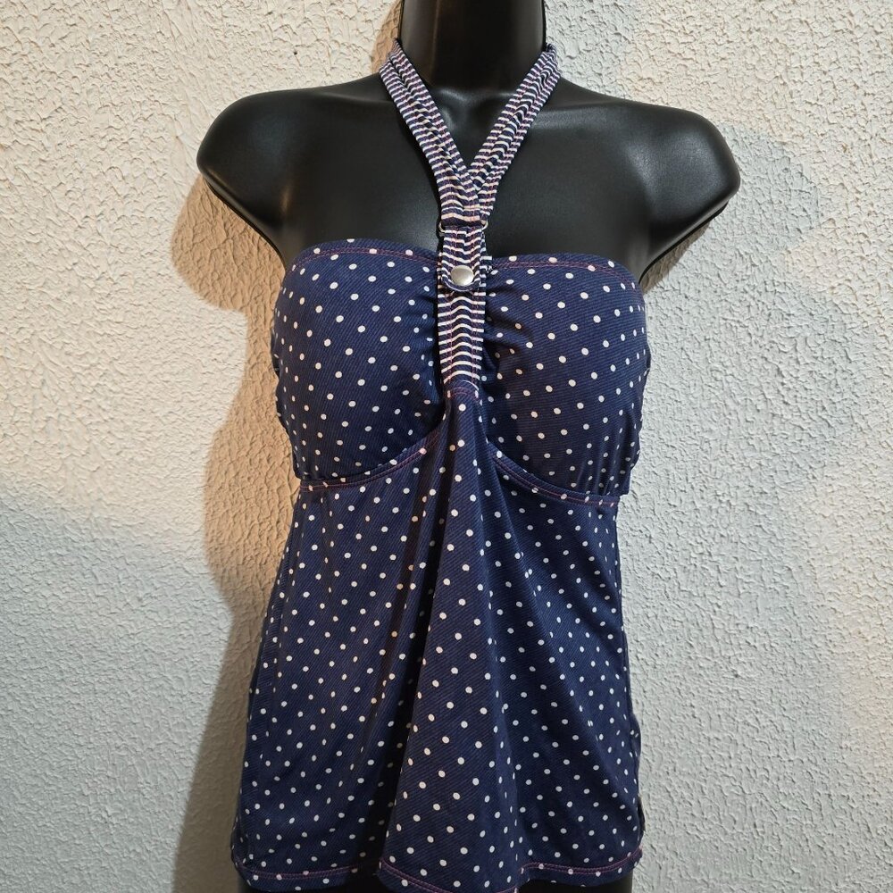 Calzedonia womens‎ Navy Polka Dot Tankini With Belted Bottom